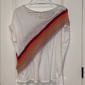 Free People White Tee with Stripe